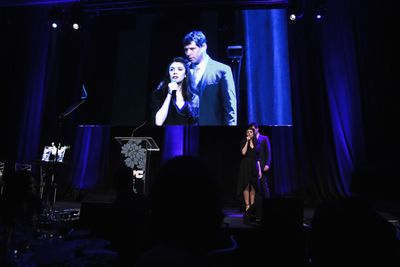 NEW YORK, NY - DECEMBER 18:  James Barbour and Kelly Ann Voorhees perform  Phantom of Photo