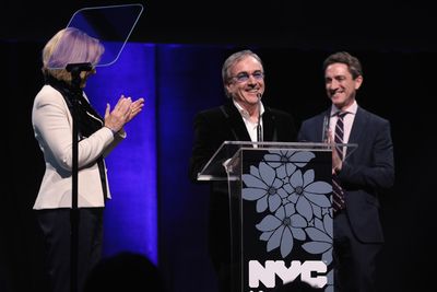 NEW YORK, NY - DECEMBER 18:  Dawn Hudson, Daniel Lamarre and Danny Boockvar speak ons Photo