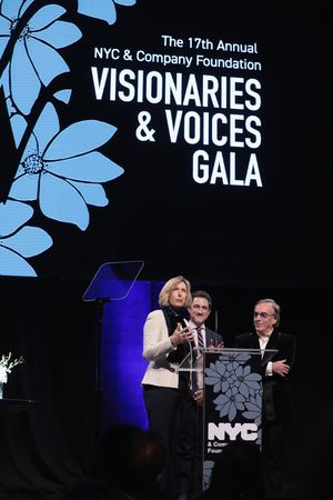 NEW YORK, NY - DECEMBER 18: Dawn Hudson, Daniel Lamarre and Danny Boockvar speak onstage at NYC & Company Foundation Visionaries & Voices Gala 2017 on December 18, 2017 in New York City. (Photo by Cindy Ord/Getty Images for NY & Company) @ BroadwayWorld NEW YORK, NY - DECEMBER 18: Dawn Hudson, Daniel Lamarre and Danny Boockvar speak ons Photo