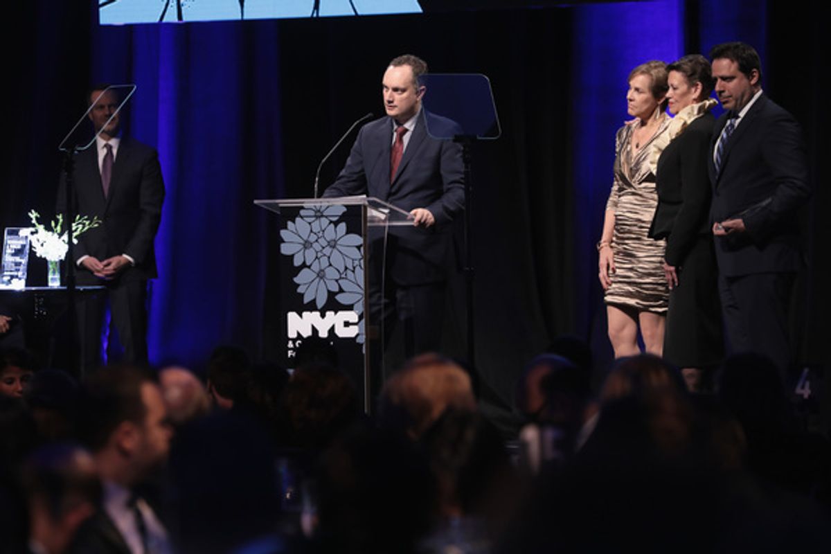 NEW YORK, NY - DECEMBER 18:  (L-R) Alexander Svezia, Lisa Truitt, Christine Kurtz, and William Pennell, of SPE Partners speak onstage at NYC & Company Foundation Visionaries & Voices Gala 2017 on December 18, 2017 in New York City.  (Photo by Cindy Ord/Ge at 