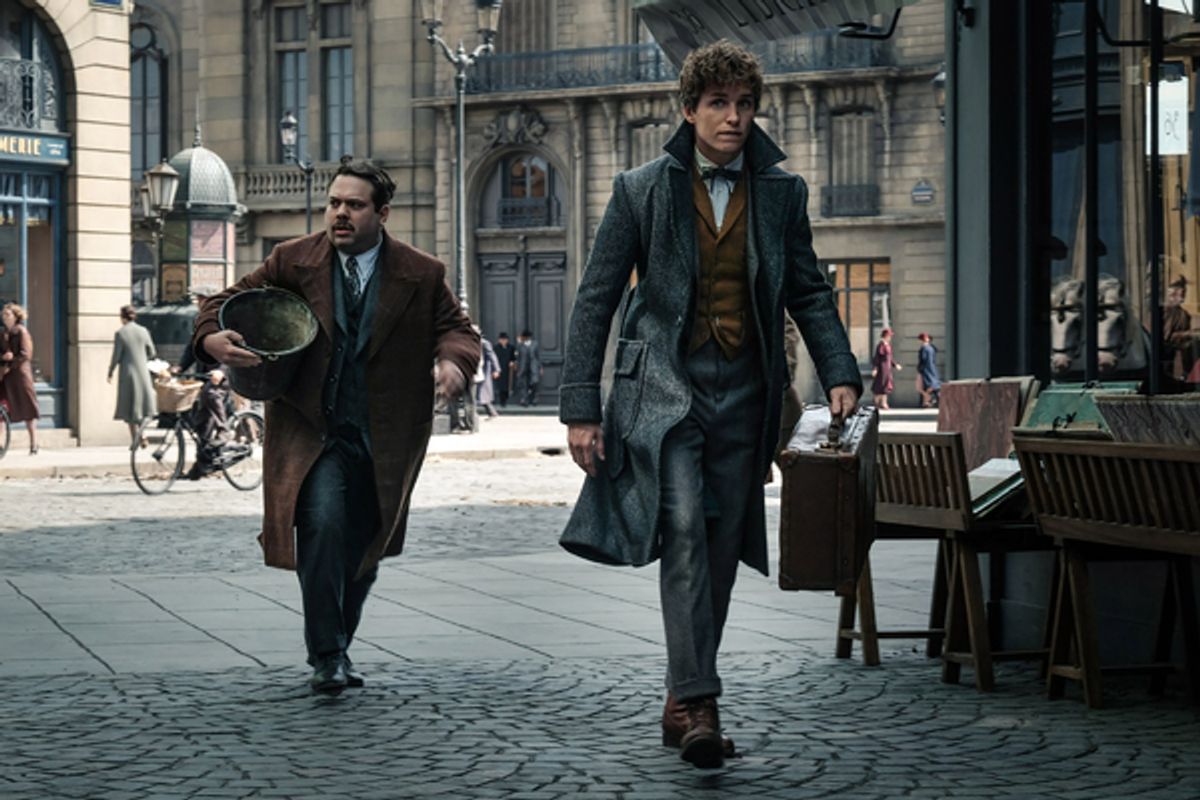 (L-R) DAN FOGLER as Jacob and EDDIE REDMAYNE as Newt in Warner Bros. Pictures' fantasy adventure 'FANTASTIC BEASTS: THE CRIMES OF GRINDELWALD,' a Warner Bros. Pictures release.Â 
Photo by Jaap Buitendijk at 