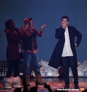 Barrett Doss, Andrew Call and Andy Karl during the Broadway Opening Night Curtain Call Bows for 'Groundhog Day' at August Wilson Theatre on April 17, 2017 in New York City. @ BroadwayWorld Barrett Doss, Andrew Call and Andy Karl during the Broadway Opening Night Curtain Cal Photo