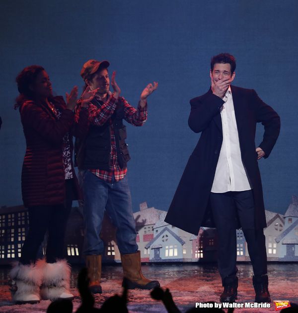 Barrett Doss, Andrew Call and Andy Karl during the Broadway Opening Night Curtain Cal Photo