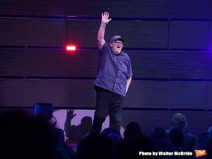 Michael Moore during the Curtain Call for the Broadway Opening Night of 'Michael Moore on Broadway - The Terms Of My Surrender' at the Belasco Theatre on August 10, 2017 in New York City. @ BroadwayWorld Michael Moore during the Curtain Call for the Broadway Opening Night of 'Michael Moor Photo