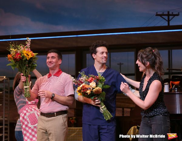 David Josefsberg, Jason Mraz and Sara Bareilles take a bow at the curtain call of Bro Photo