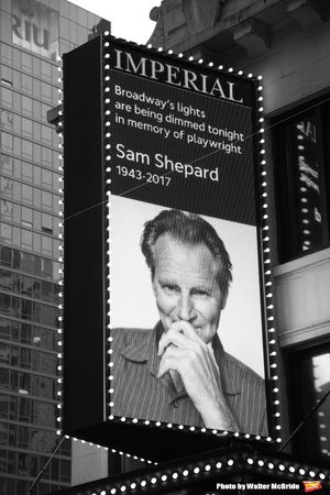 Broadway Dims The Lights In Memory Of Sam Shepard at The Music Box Theatre and the Imperial Theatre on August 2, 2017 in New York City. @ BroadwayWorld Broadway Dims The Lights In Memory Of Sam Shepard at The Music Box Theatre and the I Photo