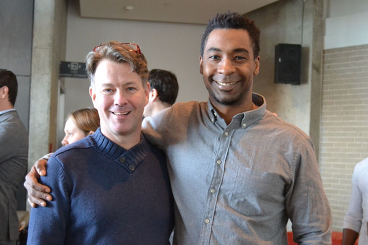 Cameron Folmar (Governor George Wallace/Richard Nixon/Clark Clifford) and JaBen Early (Stokely Carmichael/John Lewis) at the first rehearsal of The Great Society running February 2-March 11, 2018 at Arena Stage at the Mead Center for American Theater. at 