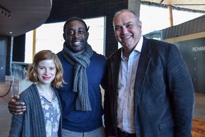 Megan Graves (Pat Nixon/Waitress/Sheriff’s Auxiliary), Gary-Kayi Fletcher (James Bevel/Jimmie Lee Jackson) and Elliott Bales (Adam Walinsky) at the first rehearsal of The Great Society running February 2-March 11, 2018 at Arena Stage at the Mead Center @ BroadwayWorld Megan Graves (Pat Nixon/Waitress/Sheriff’s Auxiliary), Gary-Kayi Fletcher (Jam Photo