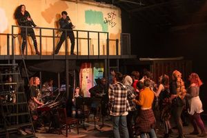 (Top ) SHANNON BURCH (St. Jimmy) and MARK ALFORD (Johnny).  (Below) The Ensemble from Photo