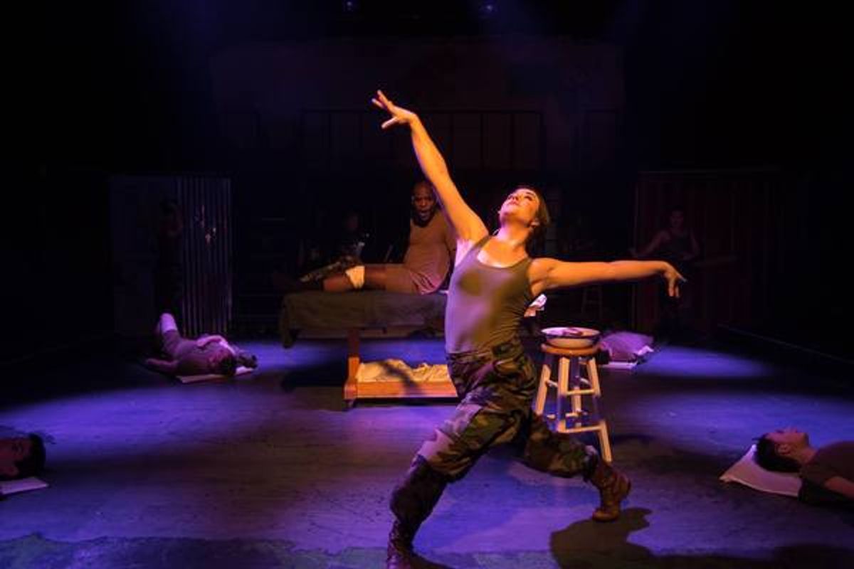 ASHLEY ROY (Extraordinary Girl) and TONY WILLIAMS (Tunny) and the Ensemble from the Lakewood Playhouse Production of 'Green Day's AMERICAN IDIOT' at 