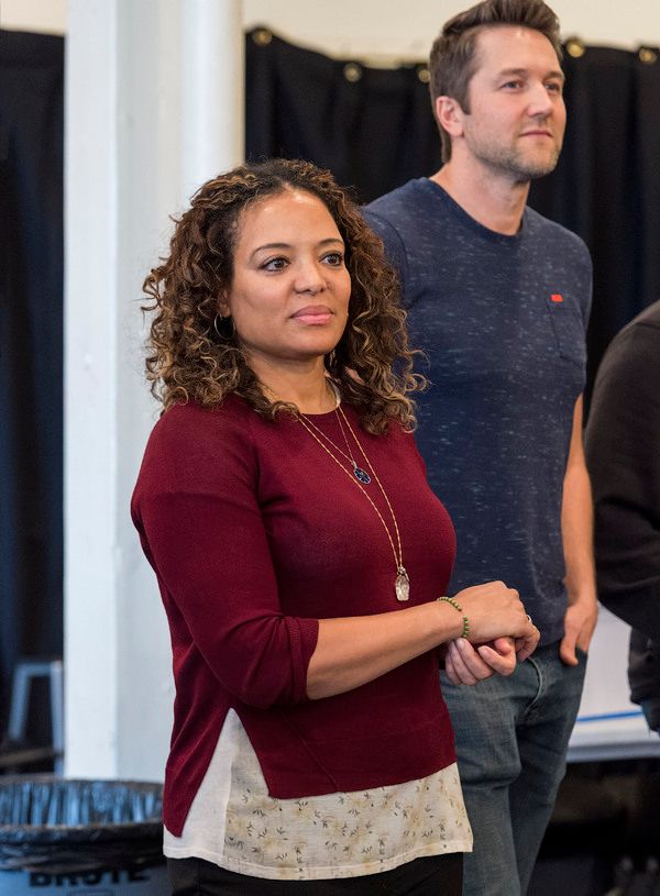 Cast members Luna Lauren VÃ©lez and Josh Braaten at the first rehearsal for â€œ Photo