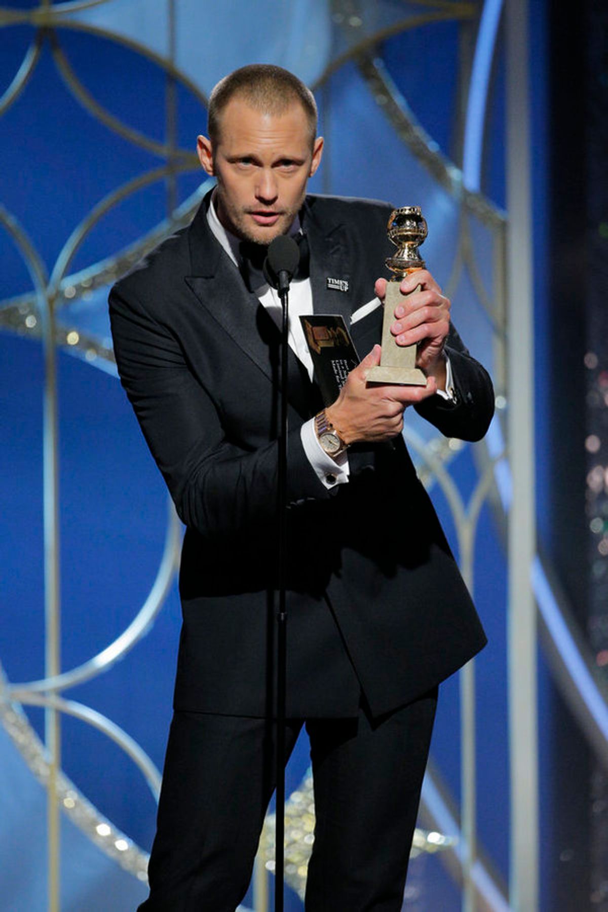75th ANNUAL GOLDEN GLOBE AWARDS -- Pictured: Alexander Skarsgaard, Â“Big Little LiesÂ”, winner Best Performance by an Actor in a Supporting Role in a Series, Limited Series, or Motion Picture Made for Television at the 75th Annual Golden Globe Awards held at 