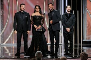 75th ANNUAL GOLDEN GLOBE AWARDS -- Pictured: (l-r) Edgar Ramirez, Penelope Cruz, Rick Photo