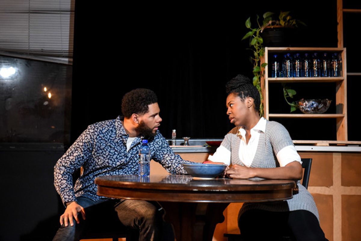  (left to right) Jeffery Owen Freelon Jr. and Tiffany Oglesby in The New Colonyâ€™s world premiere of THE LIGHT. Photo by Evan Hanover. at 