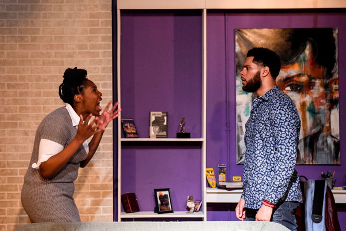 (left to right) Tiffany Oglesby and Jeffery Owen Freelon Jr. in The New Colonyâ€™s world premiere of THE LIGHT. Photo by Evan Hanover. at 