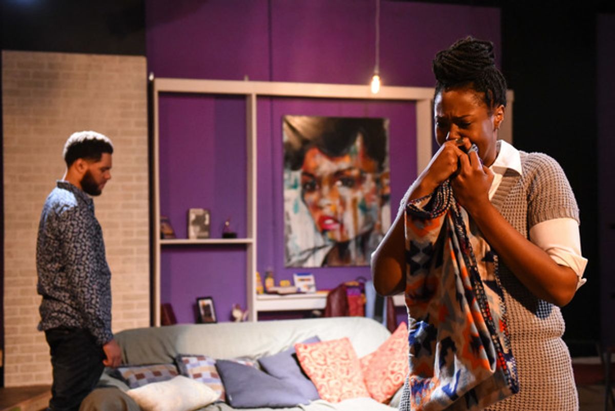 (left to right) Jeffery Owen Freelon Jr. and Tiffany Oglesby in The New Colonyâ€™s world premiere of THE LIGHT. Photo by Evan Hanover. at 