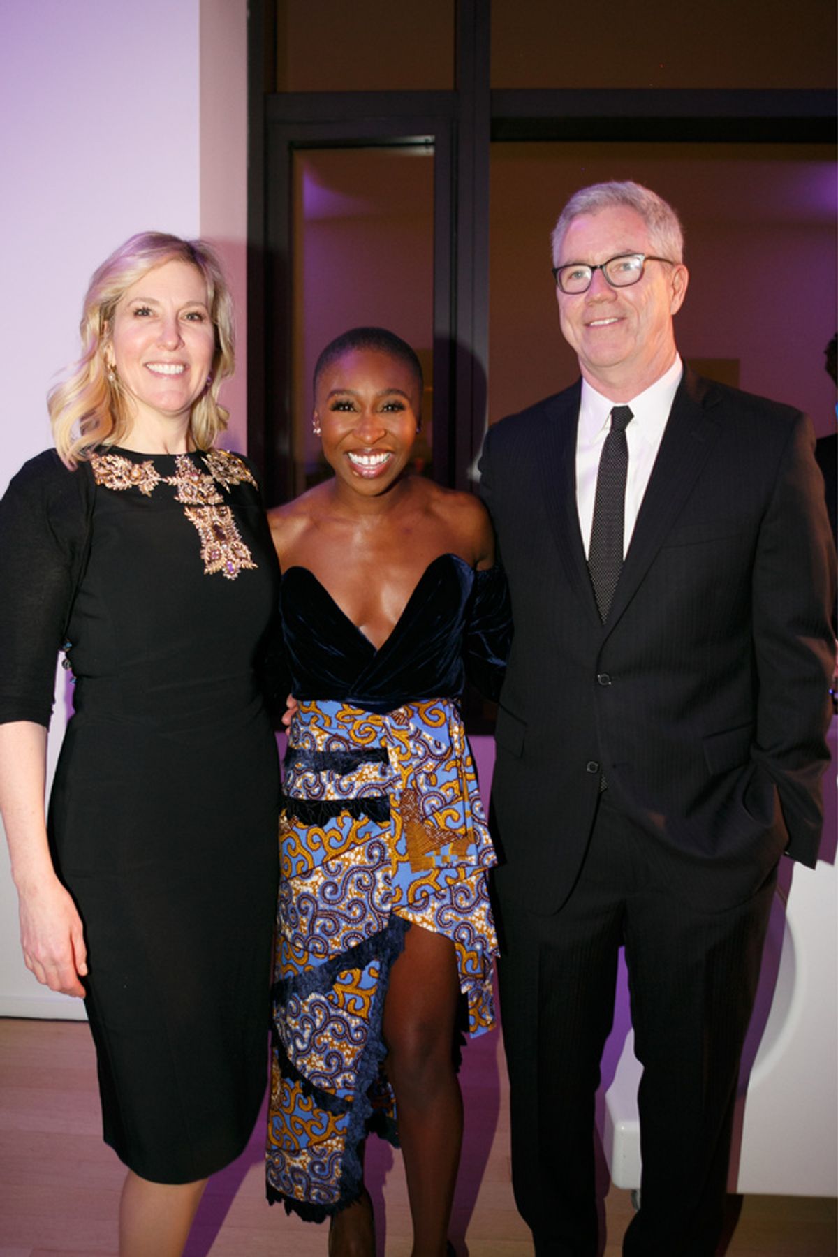Lauren Reid of John Gore Organization, Cynthia Erivo, Jerome Kane of John Gore Organization at 