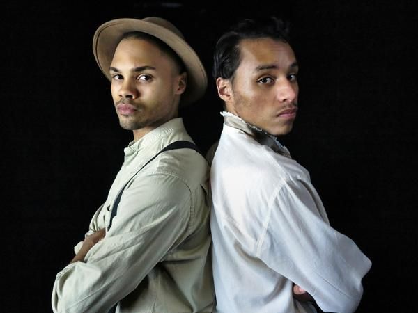 (R) Justin Foster as Charley Cade,  (L) Brian Christopher Scott as his father Photo