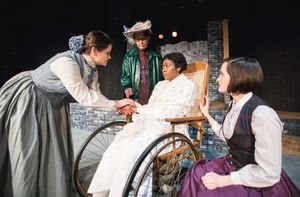Harriet Kerr breaks with the Women’s Social and Political Union. L to R: Harriet Kerr (Delia Ford), Mrs. Pankhurst (Jean Marie Koon), Grace Roe (Arielle Leverett), Gertrude (Scottie Caldwell) in Babes With Blades Theatre Company’s THE GOOD FIGHT @ BroadwayWorld Harriet Kerr breaks with the Women’s Social and Political Union. L to R: Harri Photo