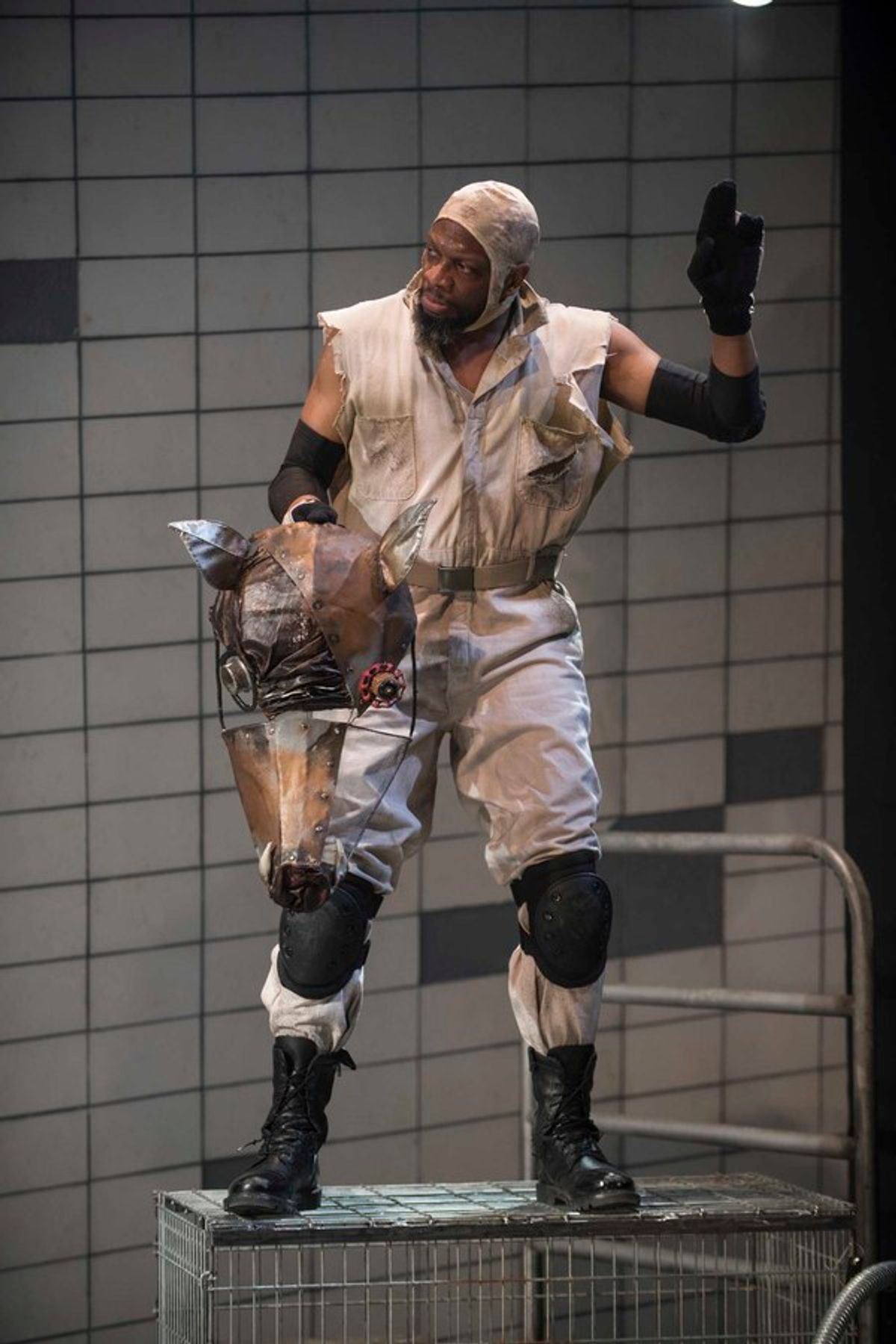 Milwaukee Repertory Theater presents Animal Farm in the Quadracci Powerhouse from January 9 through February 11, 2018. Left to Right: Melvin Abston. Photo by Michael Brosilow.  at 