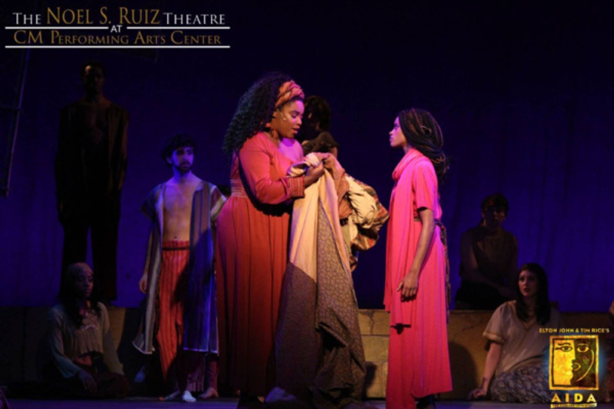 Alicia Bagley as Nehebka and Steffy Jolin as AIDA in Elton John & Tim Rice's AIDA at The Noel S. Ruiz Theatre.

Photo Credit: Lisa Schindlar at 