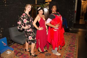 The Play That Goes Wrong leading ladies Amelia McClain and Ashley Bryant salute super Photo
