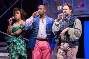  Hamptonites Katrina (Erica Dorfler), Lyle (Daniel Morgan Shelley, center), and Charl Photo