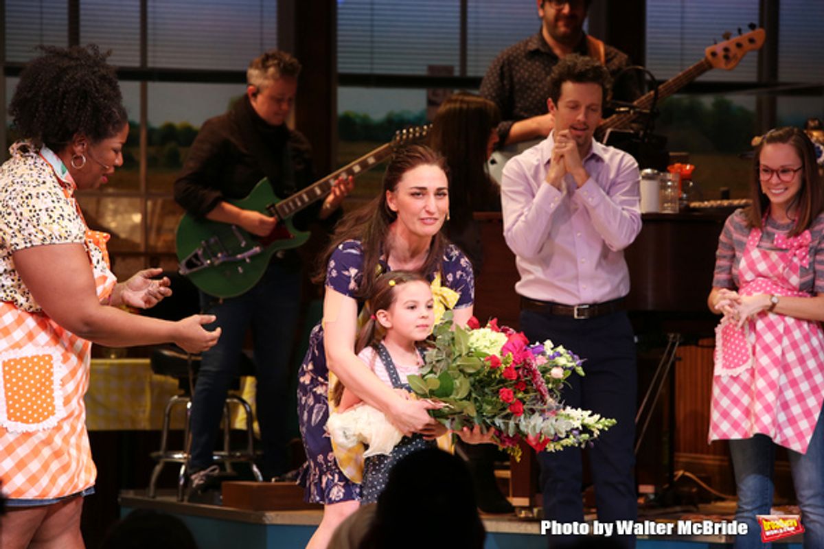 Sara Bareilles with Jason Mraz and cast at 