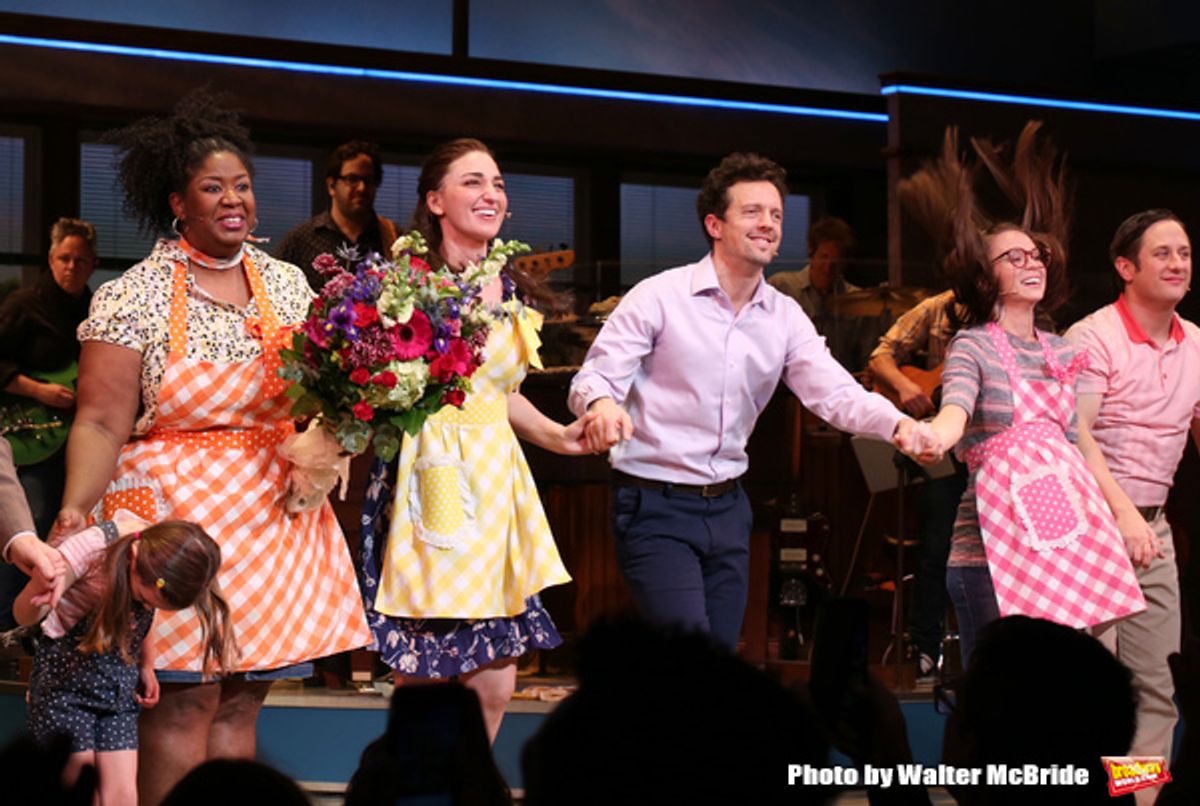 Sara Bareilles with Jason Mraz with cast at 