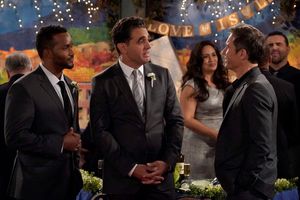 WILL & GRACE -- "The Wedding" Episode 110 -- Pictured: (l-r) Sterling Sulieman as Ryan, Bobby Cannavale as Vince, Eric McCormack as Will Truman -- (Photo by: Chris Haston/NBC) @ BroadwayWorld WILL & GRACE -- "The Wedding" Episode 110 -- Pictured: (l-r) Sterling Sulieman as Ry Photo