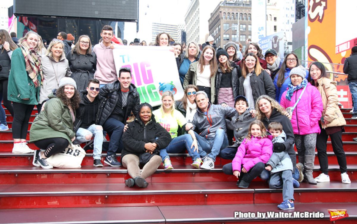 Laura Heywood with Tonya Pinkins, Michael Park, Anthony Rosenthal and fellow huggers at 