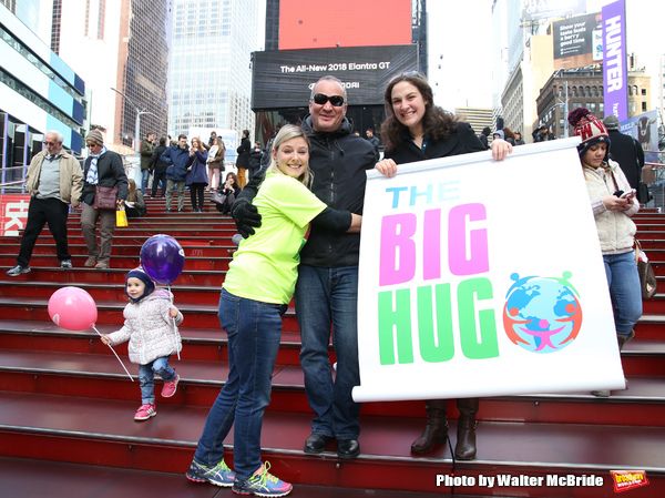Laura Heywood with fellow huggers Photo