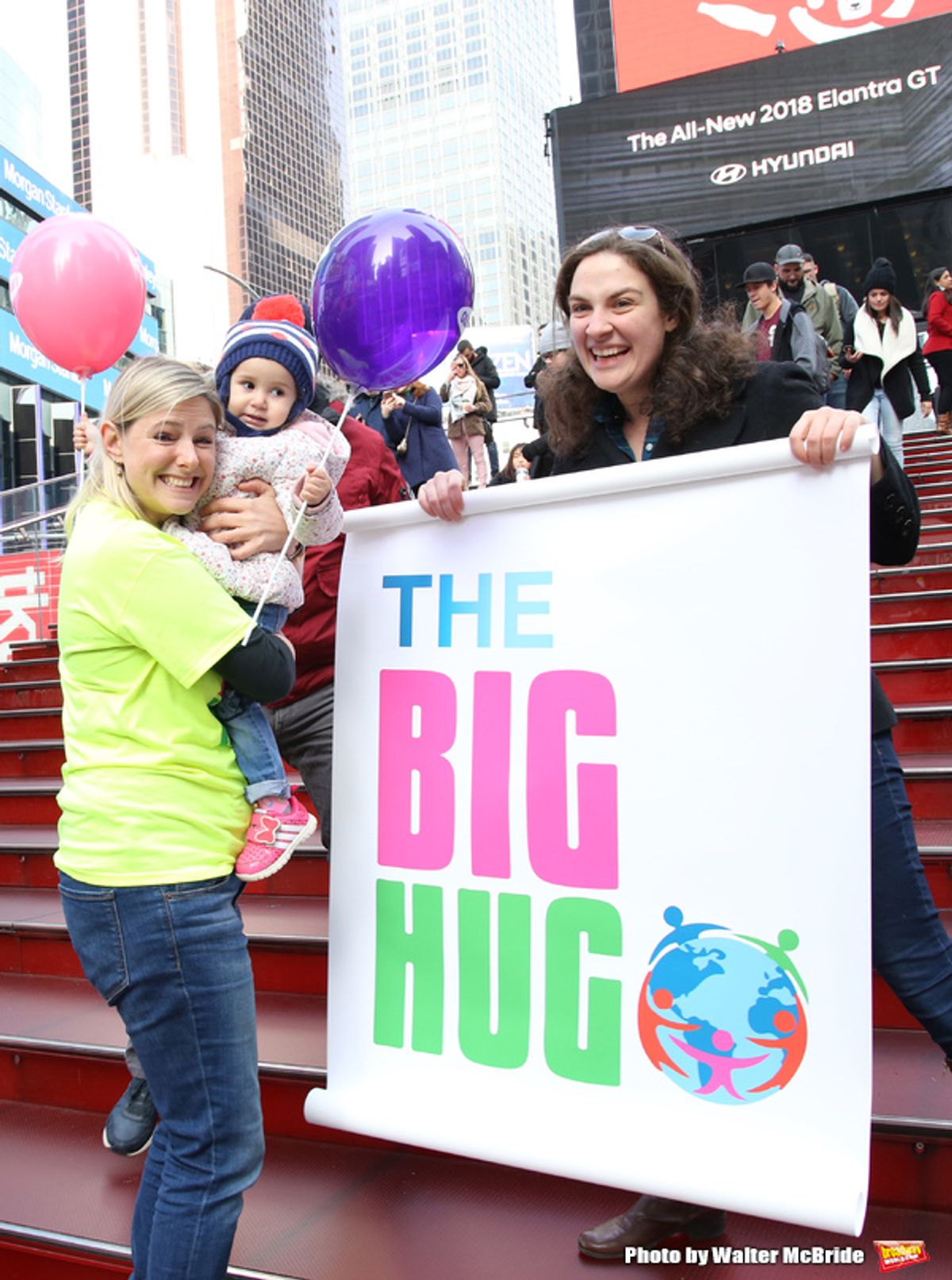 Laura Heywood with fellow huggers at 