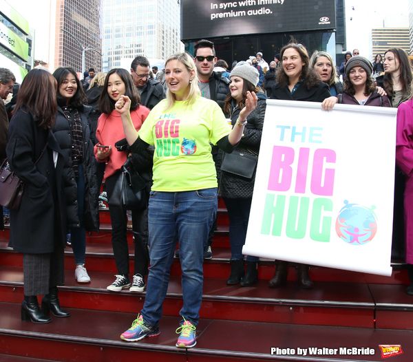 Laura Heywood with fellow huggers Photo