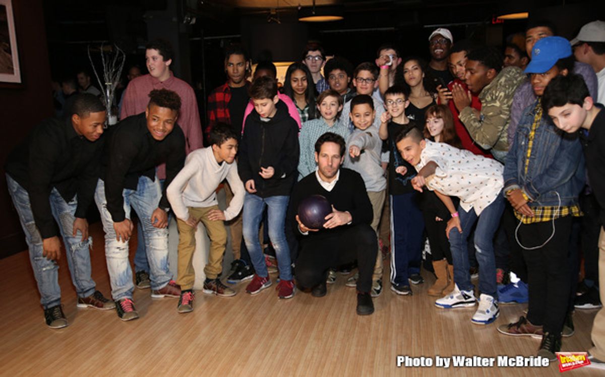 Paul Rudd with (SAY) kids at Broadway Stars Support the Sixth Annual Paul Rudd All Star Bowling Benefit for SAY
