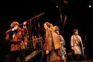 Front: Leif Norby as Robert McClellan and DeLanna Studi as Marie Dorion
Rear (L-R): Christopher Hirsh and Michael Morrow Hammack. @ BroadwayWorld Front: Leif Norby as Robert McClellan and DeLanna Studi as Marie Dorion
Rear (L-R): Photo
