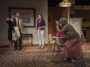 (left to right) Lucy Carapetyan, Benjamin Sprunger, Stella Martin and Lynne Baker in Raven Theatre’s Chicago premiere of NICE GIRL, by Melissa Ross, directed by Lauren Shouse. Photo by Michael Brosilow. @ BroadwayWorld (left to right) Lucy Carapetyan, Benjamin Sprunger, Stella Martin and Lynne Baker in Photo