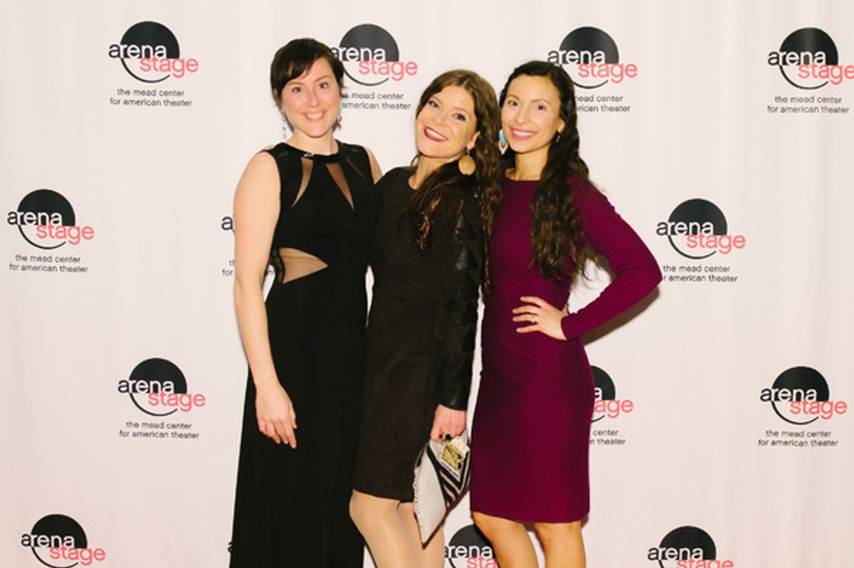 Dorea Schmidt (Sarah Bird Northrup/Flora), playwright Mary Kathryn Nagle and Kyla GarcÃ­a (Sarah Polson) at the opening night for Sovereignty, January 24, 2018, at Arena Stage at the Mead Center for American Theater. Photo by Cameron Whitman at 