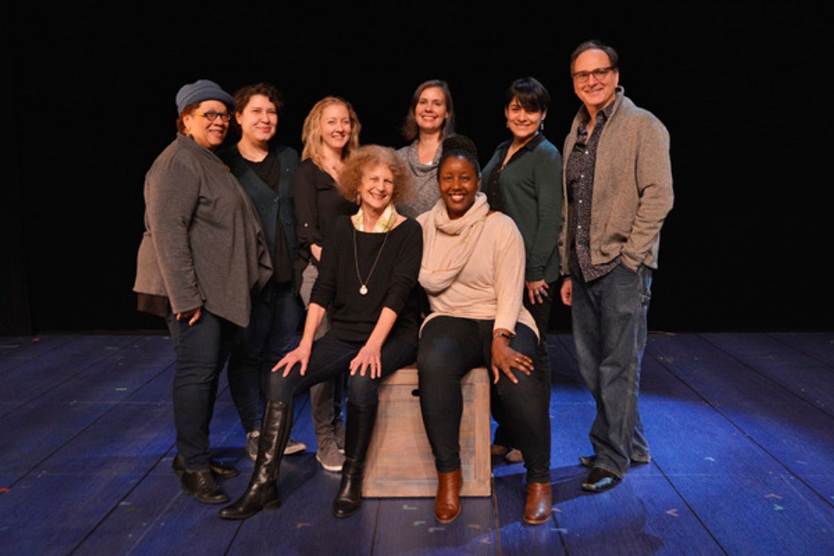 Playwright Timberlake Wertenbaker and Director Nataki Garrett (both seated) with the design team of â€"Jeffersonâ€™s Gardenâ€ at Fordâ€™s Theatre. Second Row (L to R): Jennifer L. Nelson (Dramaturgy), Ivania Stack (Costume Design), Anne Nesmith (Hair and at 