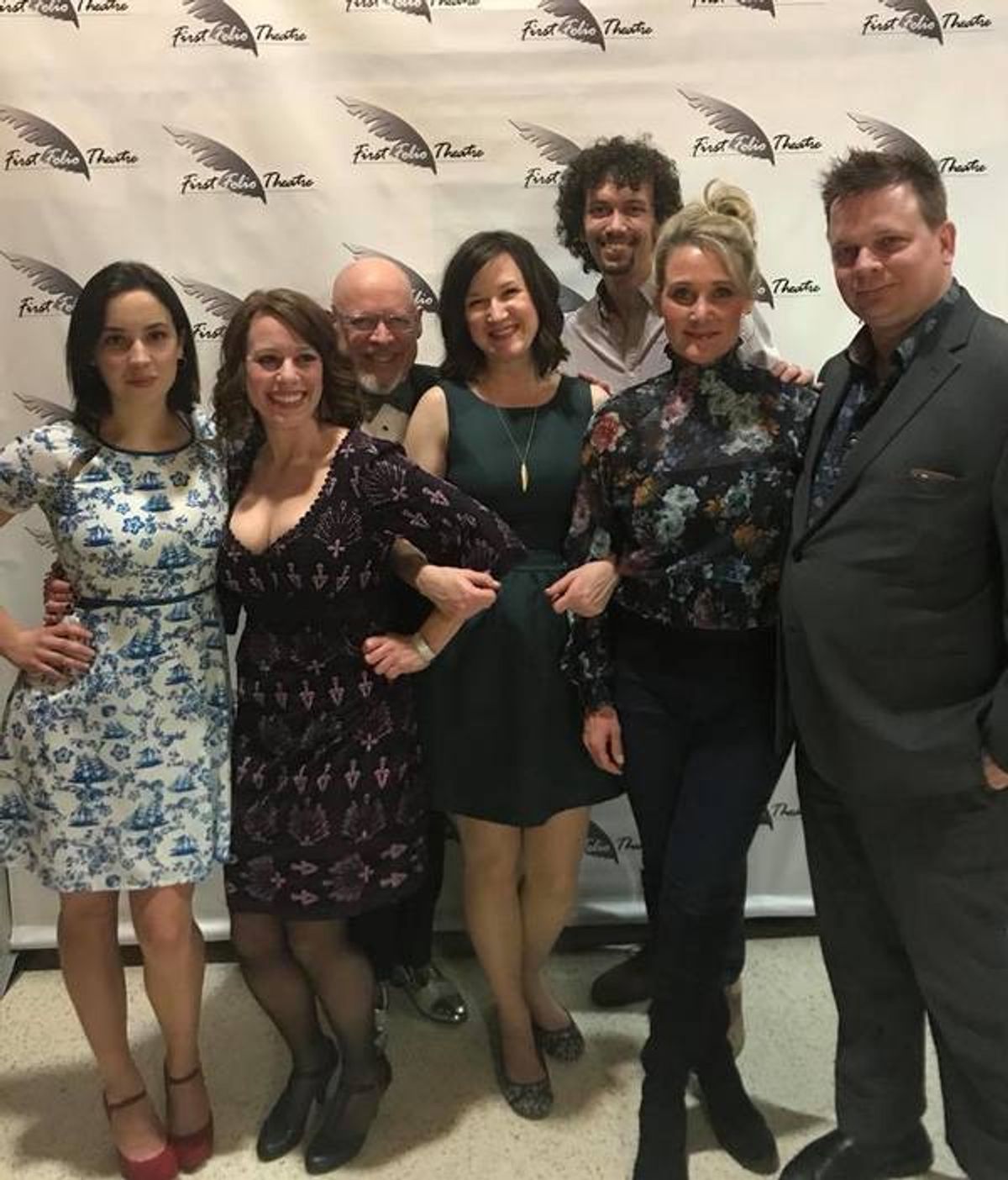 Hayley Burgess who stars as Amanda, Melanie Keller who stars as Liz, First Folio Theatre Co-Founder David Rice, Lydia Berger Gray who stars as Jo, Christopher Vizurraga who stars as Trenner, Amy Montgomery who stars as Mary and Joe Foust who stars as Jack at 