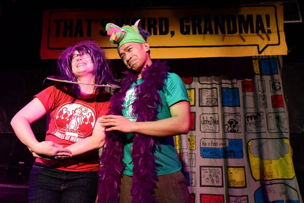 (left to right) Barrel of Monkeys company members Rachel Wilson and Bryan Bosque perf Photo