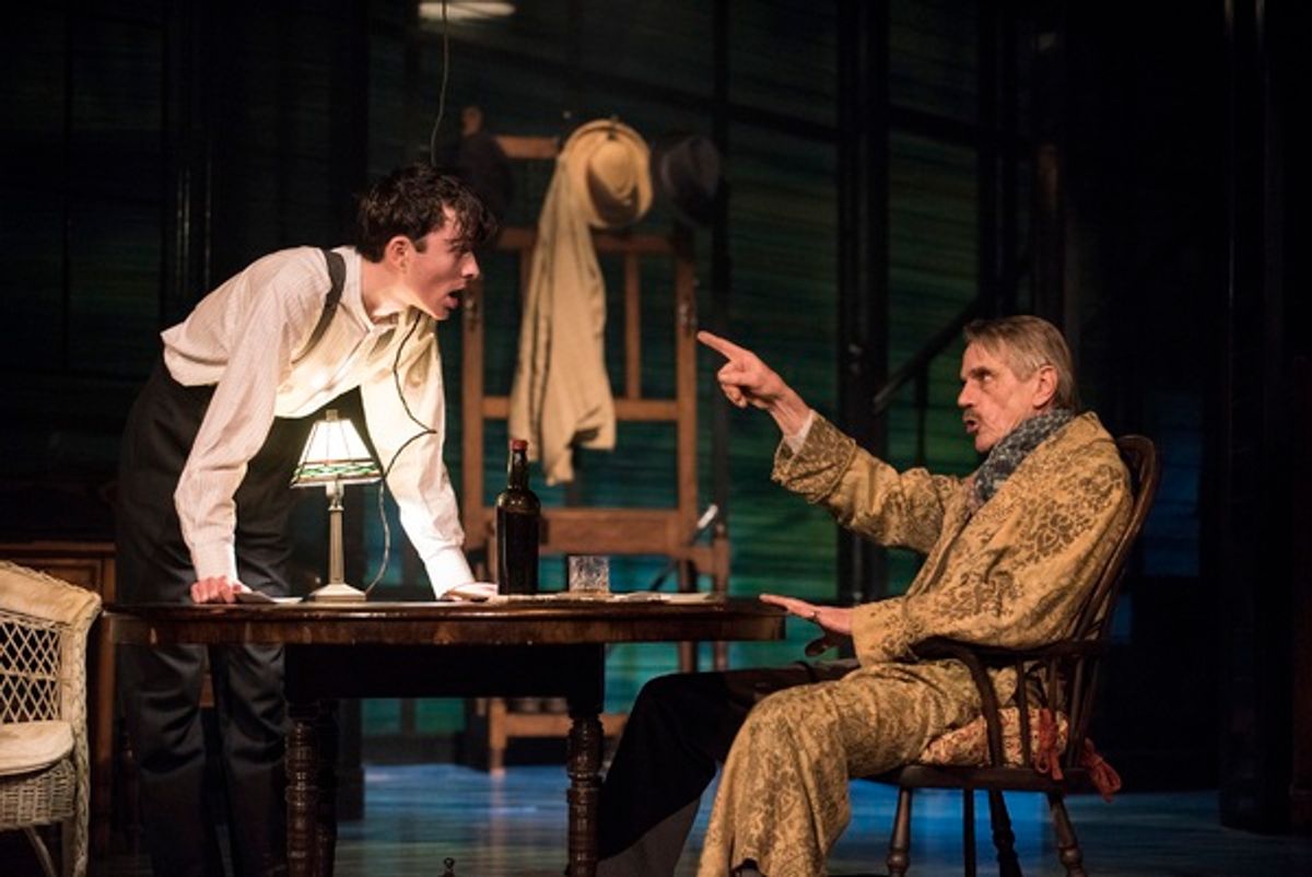 Matthew Beard as Edmund Tyrone and Jeremy Irons as James Tyrone at 