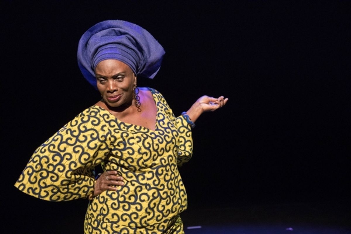 Taiwo Ajai-Lycette in HEAR WORD! Naija Woman Talk True. Photo: Gretjen Helene Photography at American Repertory Theater presents HEAR WORD! Najia Woman Talk True