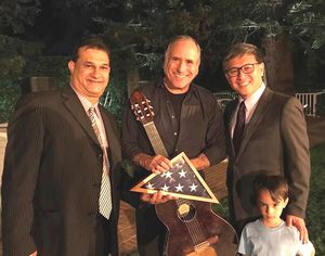 Mahommed Khan (leading interfaith activist CEO S.T.O.P.P,), David Broza, John Chaing (CA state treasurer). @ BroadwayWorld Mahommed Khan (leading interfaith activist CEO S.T.O.P.P,), David Broza, John Chaing Photo