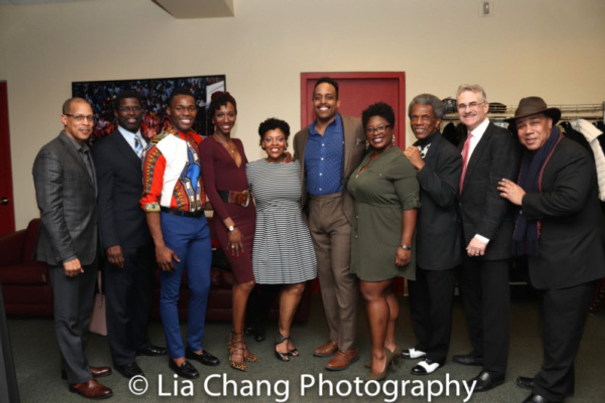 Crossroads Theatre Company Board President Anthony P. Carter, Borris York, Zurin Villanueva, Rheaume Crenshaw, David Samuel, Johmaalya Adelekan, Andre De Shields, Murray Horwitz and David Alan Bunn at 