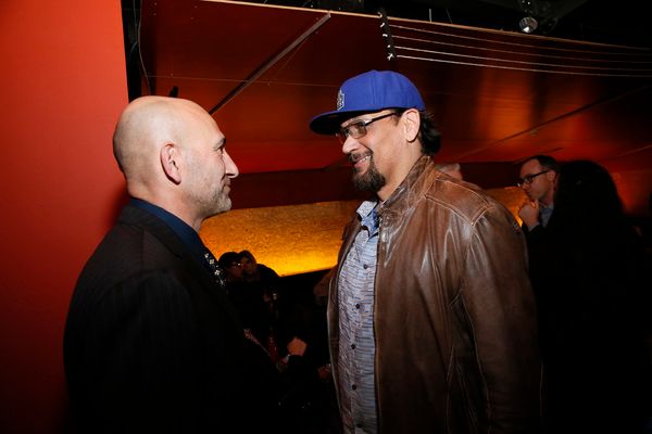 From left, cast member Jason Manuel Olaz??bal and actor Jimmy Smits at the opening  Photo