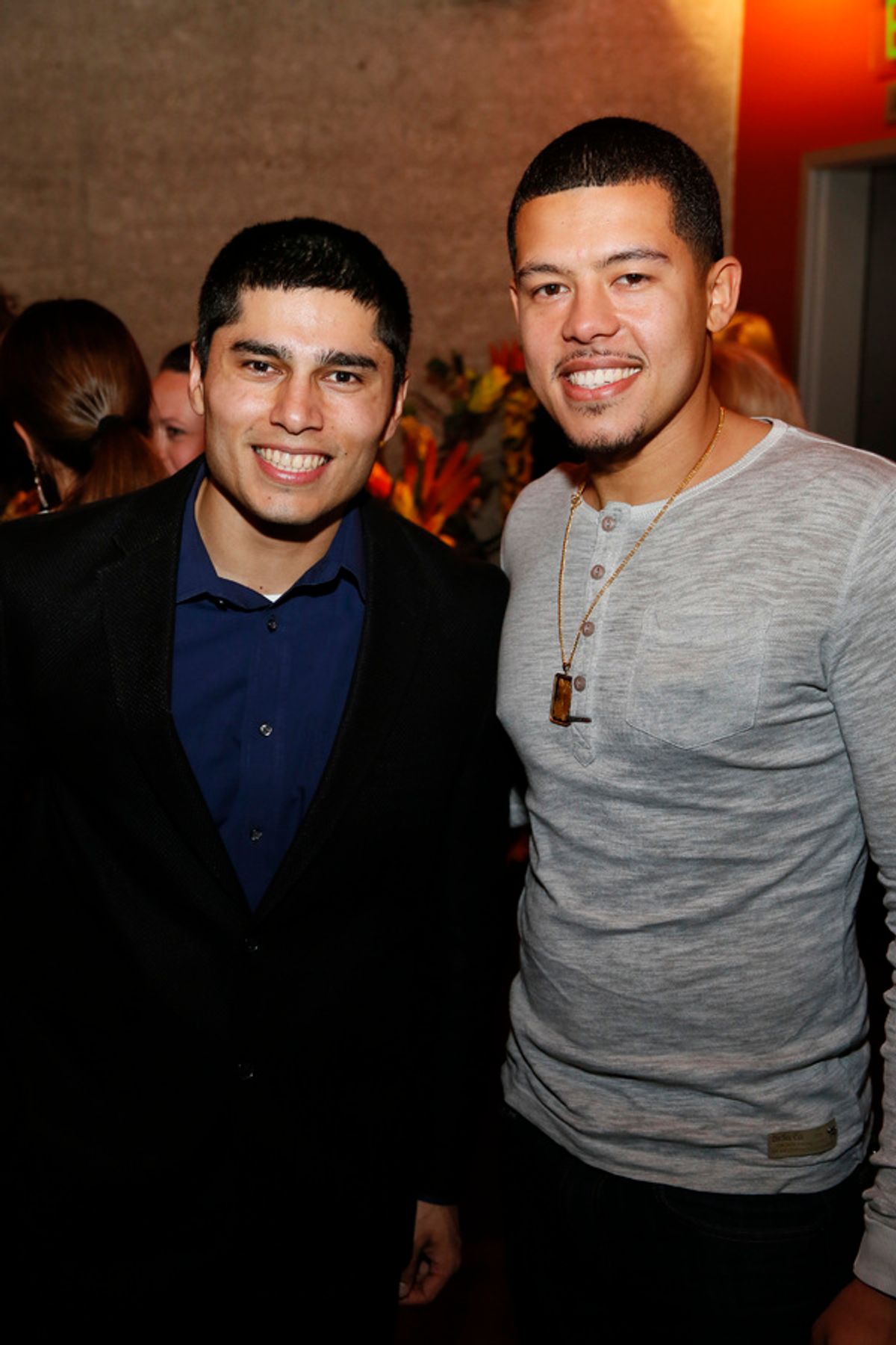 From left, cast member Peter Mendoza and Elliot Ruiz at the opening night performance of â€"Elliot, A Soldierâ€™s Fugueâ€ at Center Theatre Group's Kirk Douglas Theatre on February 3, 2018, in Culver City, California. (Photo by Ryan Miller/Capture Imagin at 