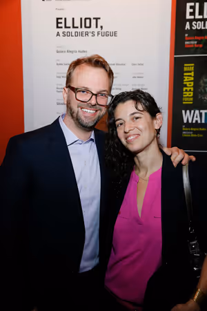Ray Beauchamp and playwright Quiara AlegrÃa Hudes attend the opening night performance of “Elliot, A Soldier’s Fugue†at Center Theatre Group's Kirk Douglas Theatre on February 3, 2018, in Culver City, California. (Photo by Ryan Miller/Capture Imag @ BroadwayWorld Ray Beauchamp and playwright Quiara AlegrÃa Hudes attend the opening night perform Photo
