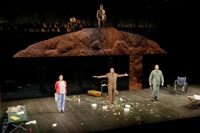 (Top) cast member Peter Mendoza and (bottom row from left) cast members Caro Zeller,  Photo