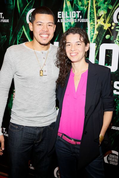 Elliot Ruiz and playwright Quiara AlegrÃ­a Hudes attend the opening night performan Photo